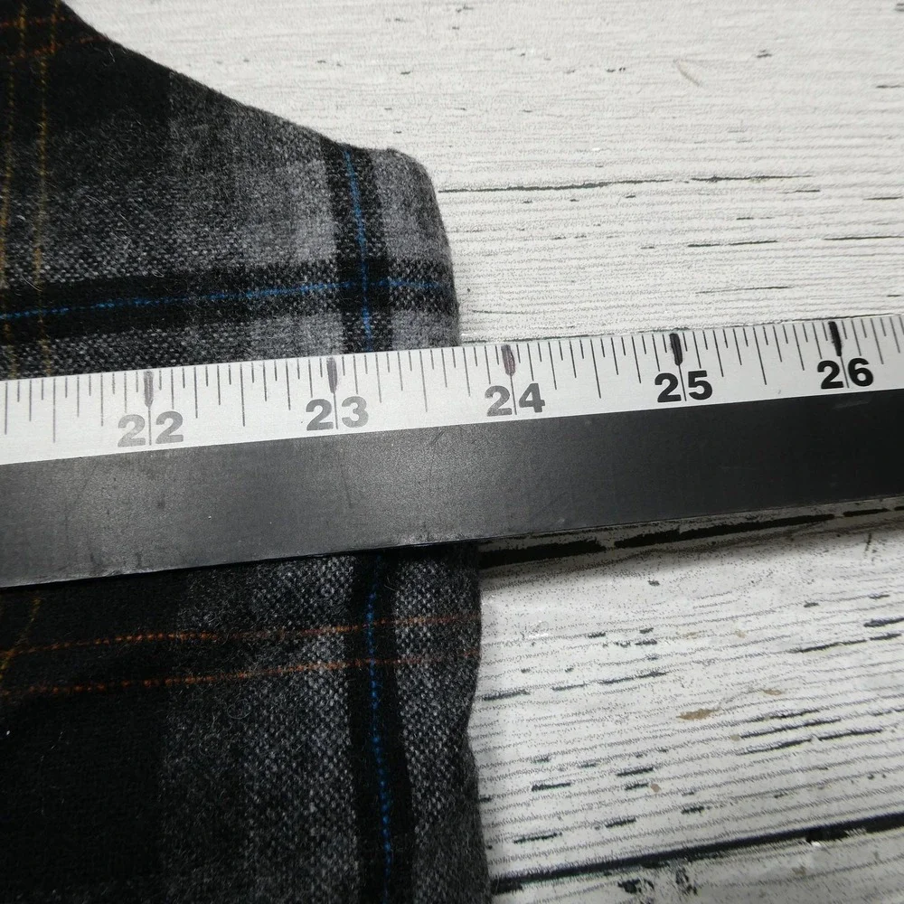 Pendleton Vest Mens Large Black Plaid Wool Quilted Full Zip Insulated Outdoor